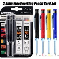 Professional Woodworking Pencil Card Set with 2.8mm Refills Lead, Deep Hole Marking and Drawing Tool, for Carpenters Engineering