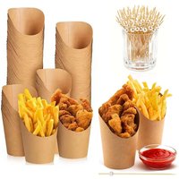 25/50PCS Disposable Kraft Paper French Fries Cup White Brown Charcuterie Cup Snack Dessert Potato Chips Party Christmas Supplies