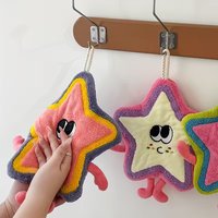 1 Cute Star-Patterned Face Towel, Modern Style, Polyester Fiber Material, Printed Design, Hand Wash Only, Suitable for Kitchen and Bathroom