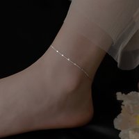 S925 Silver Ankle Bracelet for Women Elegant Minimalist Small Silver Piece Single Chain Ankle Jewelry Sweet Noble Feeling