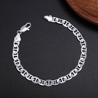 925 Sterling Silver Custom 6mm Side chain Bracelet for Men Women Original Jewelry Wedding Party Gift 20cm 8inch