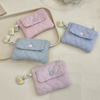 Kawaii Cartoon Mini Stripe Zipper Wallet Girl Cute Canvas Coin Wallet Card Bag Key Storage Bag Children's Birthday Party Gifts
