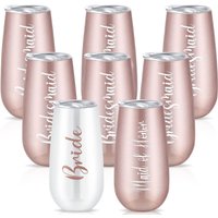 Champagne Flutes for Wedding Party, 6 oz Tumblers, Bride Shower Gifts, Bridesmaid Proposal Gifts