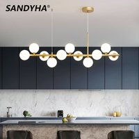 SANDYHA LED Gold Schwarz Anhänger Licht Moderne Glas Ball Kronleuchter Beleuchtung für Esszimmer und Küche Insel Tisch Bar Lampe neue