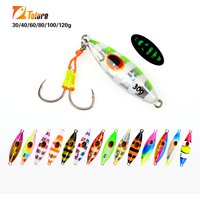 TOLU Slow Bee Jig à lancer lent 30g 40g 60g 80g 100g 120g Leurre cuillère pour jigging et lancer depuis la rive, leurre lumineux pour la pêche en eau salée avec hameçon