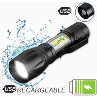 Mini Torch LED Rechargeable Flashlight Portable USB Charging Flashlight High Power Bank Camping Waterproof Long Range Lantern