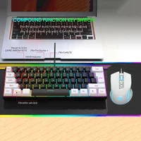 Keyboard and mouse 60%RGB gaming pc usb combo backlit keyboards kit mini gamer wired key board and mouse set computer whiteblack