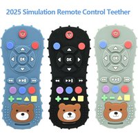 2025 new children's remote control teethers silicone anti-feeding simulation remote control teethers food-grade soothing toys