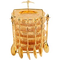 Golden Metal Dessert Plate Snack Plates 6-piece Set Cup Saucer Storage Rack Tasting Plate Cake Plates Fruit Bowl Dim Sum Dish