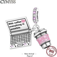 925 Sterling Silver Coffee Notebook Life Pendant DIY Charm for Bracelet Necklace Perfect Birthday Party Jewelry Gift for Women