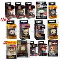 NEWest FUNKO Pocket Keychains joker series harley quinn Roller skating PENNYWISE chucky joker keychains Action Figure Toys
