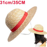 31cm/35CM Anime ONE PIECE Luffy Straw Hat Festivals Party Cosplay Props Sun Protection Parent-child Summer Sun Straw Beach Hat