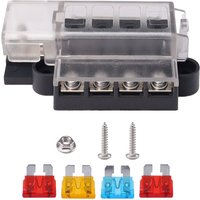 Car Boat Fuse Box Holder With 4 Way Blade Fuse Holder Block & Warning Indicator 12V~24V Power Distribution Panel Board