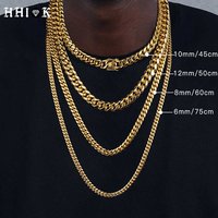 6/8/10/12/14/16MM Hip Hop Cuban Link Necklace For Men Stainless Steel Miami Fashion Jewelry Thick And Thin Rainbow Chains