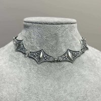 Hip Hop Punk Bohemian Ethnic Choker Necklace Silver Color Carved Collar Charm Choker Necklace for Women Party Daily Wear Jewelry