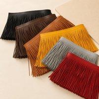 2M 10cm Faux Leather Fringe Ribbon Suede Tassel Lace for Dress Handbag Luggage Curtain Trim Sewing Craft Decoration DIY Roll
