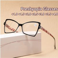 Large Frame Cat Eye Reading Glasses Retro Fashion Printed Presbyopia Eyeglasses Women Man Anti Blue Light Reading Eyewear