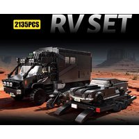 12GO off-road caravan trailer motorcycle set of building blocks for assembly, building block toy gift, tabletop decoration item