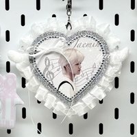 Elegant White Lace Idol Keepsake Custom Photo Name Pendant Angelic Fan-Made Bag Accessory Gift Bag Charm