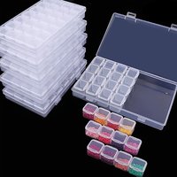 28-Grid Diamond Painting Rhinestone Storage Box, Clear Plastic Organizer for Embroidery Accessories