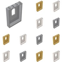 10PCS WALL 1X4X5 W/BOWED SLIT Windows, Walls & Doors Building & Furniture Compatible 60808 Self-Locking Bricks Blocks Toys Acces