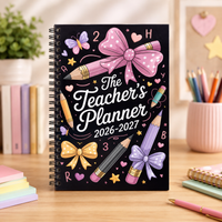 Teacher Planning Book 2026-2027, A5 Academic Schedule & Course Log with Grades, Attendance, Calendar, Cute Pencil Theme