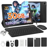 URAO 10 Inch Android 15 Tablet 30GB RAM 128GB ROM 1TB Expandable 6200mAh GMS Certified Widevine L1 Dual Camera WiFi 6 PC PAD Set