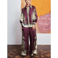 Summer Vacation Beachside Dopaamine Casual Silk Open Cardigan Retro Court Two-Piece Set Women's Cleanfit Polyester Long Sleev...