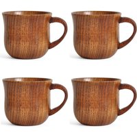 1/2/4 Pack Wooden Drinkware Water Cup 200ML Natural Solid Wood Coffee Cup Suitable for Drinking Tea Milk Coffee and Other Drinks