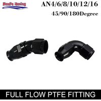 AN4 AN6 AN8 AN10 AN12 AN16 PTFE Full Flow Swivel Hose End Fitting Universal Aluminum Swivel Fitting 45° 90° For Fuel Cooler Line