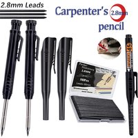 2.8mm Solid Carpenter Pencil Set Woodworking Tools Mechanical Pencil 50 Refill Construction Job Tools Carpentry Marking Scriber