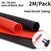 2:1 Shrink Ratio Heat Shrink Tubing Set 2Meter, Wire Insulation and Wiring Accessories, Black, Red, Each 1 Meter (39.4in)