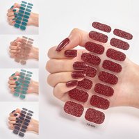 16pcs/set Peel And Stick Nail Wraps Semi-Cured Gel Nail Strips Long Lasting Gloss Easy Apply Remove No Lamp for Women Girls Home