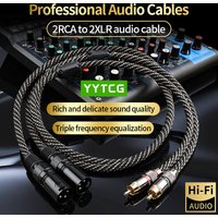 YYTCG HIFI 2RCA to 2XLR Audio Cable 6N OFC 3Pin XLR Female to RCA Male Cable For Speaker Amplifier Mixer Patch Cable