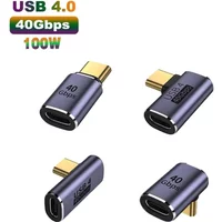USB Type-C Adapter For Macbook, 90 Degree Quick Charge Converter Male To Female 100W 40gbps PD Data Transfer