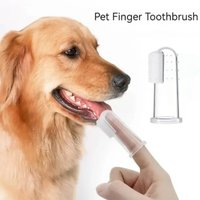 5pcs Silicone Super Soft Pet Finger Cuff Toothbrushes Dog Brush Bad Breath Tartar Teeth Care Tool Dog Cat Cleaning Supplies