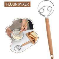 Danish Dough Whisk Stainless Steel Bread Mixer with Handle Artisan Bread Baking Tool for Kneading & Whisking