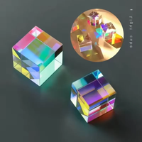 Mini Rainbow Prism Six-Sided Sunshine Crystal Cube Optical Educational Toy Beam Splitting Stained Glass Jewelry Birthday Gift