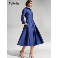 Elegant Customized Mother of the Bride Dress 2025 A-Line Shirt Collar Formal Wedding Guest Dresses Satin Belt Evening Party Gown