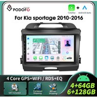 Autoradio Android sans fil Podofo Carplay pour Kia Sportage 2010-2016, lecteur multimédia Android Auto, navigation GPS, radio RDS