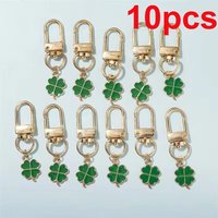 10pcs Four-Leaf Clover Charms Keychain Lucky Charm Jewelry for Bags Ideal for Valentine's Day Christmas Halloween New Year's