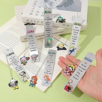 One Piece Metal Bookmark Set Stainless Steel with Character Pendant Inspirational Quote Page Marker for Anime Fans