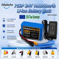 7S3P 18650 Lithium-Ionen-Akkupack 24V 100Ah Polen Lager mit 29,4V 2A Ladegerät, wiederaufladbarer Ersatzakku für Roller, Moped, Elektrofahrrad, E-Bike