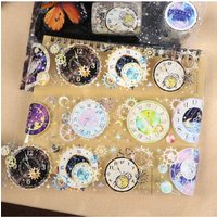 60mm*5m Vintage Galaxy Star Clock Gear Landscape PET Tape Creative DIY Journal Material Collage Scrapbooking Stationery