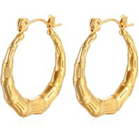 Trendy Bamboo Hoop Earrings Women Female Gold Silver Color Color Classic Jewelry