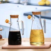 900/1000ML Transparent Oil Bottle with lid Handle Scale Heat-resistant Glass Oil Pot y Vinegar Tank Oil Dispenser Kitchen Tools
