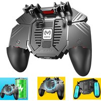 AK77 Pubg Mobile Game Controller 6 Fingers with Fan Pubg Trigger Gamepad Joystick for Android Ios Game Pad Movil with Battery