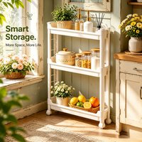 9.5cm Slim 3-Tier Door Side Storage Rack, Space Saving Organizer Shelf for Bathroom and Kitchen Daily Supplies