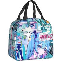 Anime Hatsune Miku Lunch Box for Women Leakproof Thermal Cooler Food Insulated Lunch Bag Kids School Reusable Picnic Tote Bags