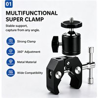 360° Super Clamp Camera Mount with Mini Ball Head 1/4" Screw Quick Release Clip for DSLR & GoPro Tripod Bracket